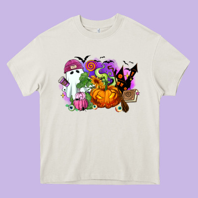Heavy Core Tee Halloween ghost and jack o lantern