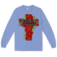 Colony Blue faith floral cross Long Sleeve Tee - NancyCooperArtShop