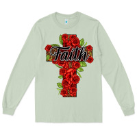 Matcha faith floral cross Long Sleeve Tee - NancyCooperArtShop
