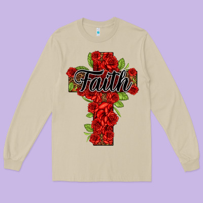 Faith Floral Cross Long Sleeve Tee Designed By Nancycooperartshop