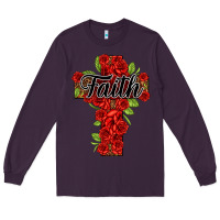 Plum faith floral cross Long Sleeve Tee - NancyCooperArtShop