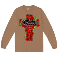 Toasted Coconut faith floral cross Long Sleeve Tee - NancyCooperArtShop
