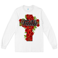 White faith floral cross Long Sleeve Tee - NancyCooperArtShop