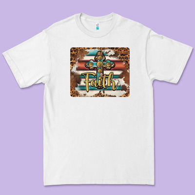 Faith Cross Mousepad Premium Tee Designed By Barkaloodesign