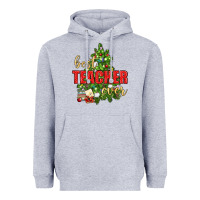 Heather Grey Best Teacher Ever With Christmas Tree Heavyweight Hoodie - BundleAndBundleShop