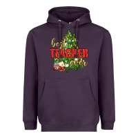 Plum Best Teacher Ever With Christmas Tree Heavyweight Hoodie - BundleAndBundleShop