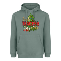 Sage Best Teacher Ever With Christmas Tree Heavyweight Hoodie - BundleAndBundleShop