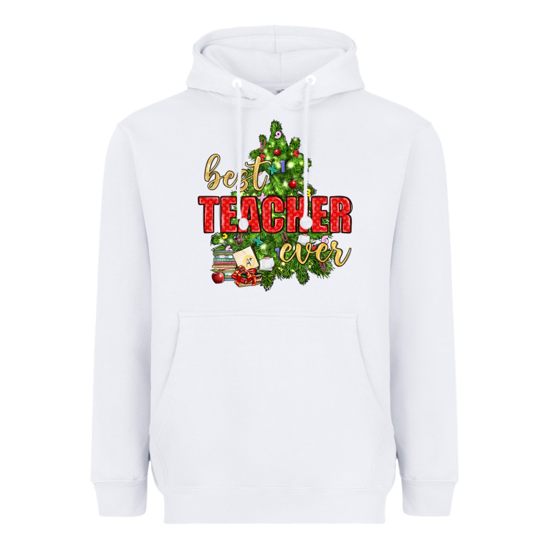 Best Teacher Ever With Christmas Tree Heavyweight Hoodie by BundleAndBundleShop | Teevron