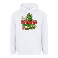White Best Teacher Ever With Christmas Tree Heavyweight Hoodie - BundleAndBundleShop