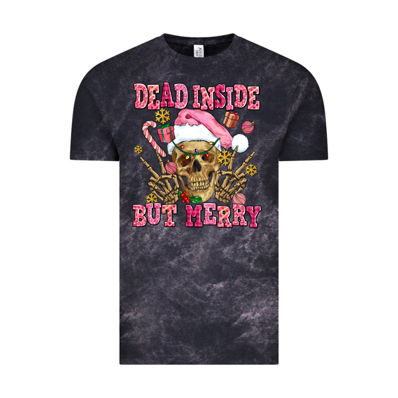 Dead Inside But Merry  Pink Christmas Skeleton Vintage Tee by AdoDesignShop | Teevron