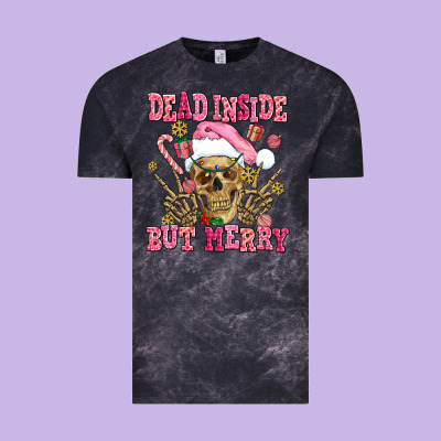 Dead Inside But Merry  Pink Christmas Skeleton Vintage Tee Designed By Adodesignshop