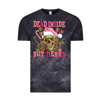 Cloud Black dead inside but merry  pink christmas skeleton Vintage Tee - AdoDesignShop