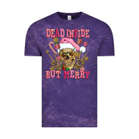 Cloud Purple dead inside but merry  pink christmas skeleton Vintage Tee - AdoDesignShop