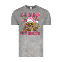Cloud Rock dead inside but merry  pink christmas skeleton Vintage Tee - AdoDesignShop