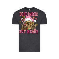 Vintage Black dead inside but merry  pink christmas skeleton Vintage Tee - AdoDesignShop