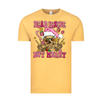 Vintage Mustard dead inside but merry  pink christmas skeleton Vintage Tee - AdoDesignShop