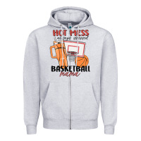 Heather Grey hot mess always stressed basketball mama Zipper Hoodie - MaliasSmallBusiness
