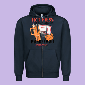 Hot Mess Always Stressed Basketball Mama Zipper Hoodie Designed By Maliassmallbusiness