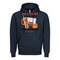 Navy hot mess always stressed basketball mama Zipper Hoodie - MaliasSmallBusiness