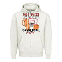 Oatmeal Heather hot mess always stressed basketball mama Zipper Hoodie - MaliasSmallBusiness