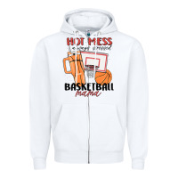 White hot mess always stressed basketball mama Zipper Hoodie - MaliasSmallBusiness