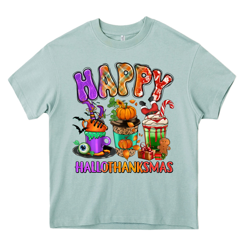 Happy Hallothanksmas Coffee Cups Heavy Core Tee by RanaPortraitStore | Teevron