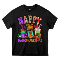 Black Happy Hallothanksmas coffee cups Heavy Core Tee - RanaPortraitStore