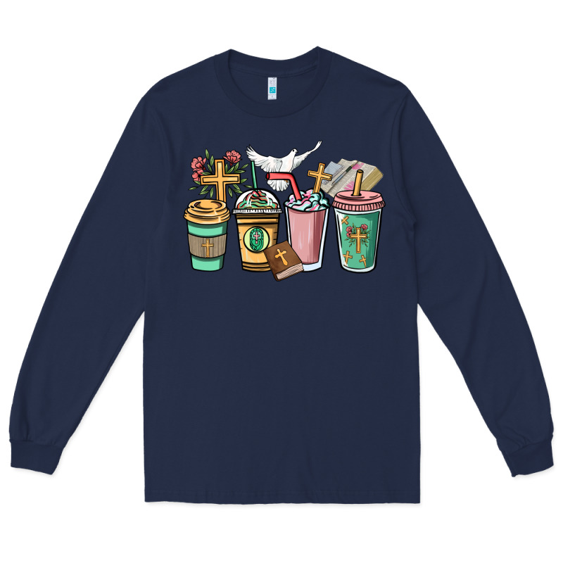 Faith Coffee Cups Long Sleeve Tee by NancyCooperArtShop | Teevron