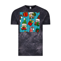 Cloud Black christmas gnomes and gift box seamless pattern Vintage Tee - BundleAndBundleShop
