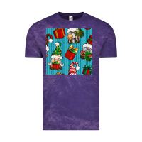 Cloud Purple christmas gnomes and gift box seamless pattern Vintage Tee - BundleAndBundleShop