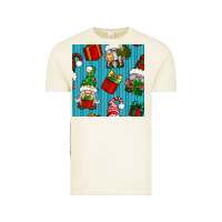 Vintage Arctic christmas gnomes and gift box seamless pattern Vintage Tee - BundleAndBundleShop