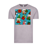 Vintage Zinc christmas gnomes and gift box seamless pattern Vintage Tee - BundleAndBundleShop