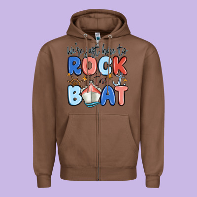 Were Just Here To Rock The Boat Zipper Hoodie Designed By Maliassmallbusiness