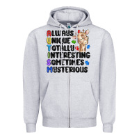 Heather Grey always unique autism Zipper Hoodie - MaliasSmallBusiness