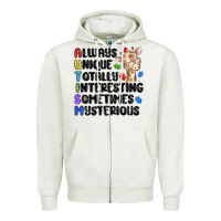 Oatmeal Heather always unique autism Zipper Hoodie - MaliasSmallBusiness