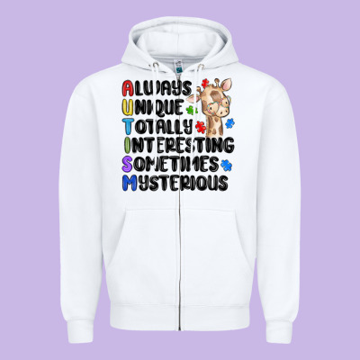 Always Unique Autism Zipper Hoodie Designed By Maliassmallbusiness