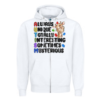 White always unique autism Zipper Hoodie - MaliasSmallBusiness