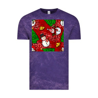 Cloud Purple christmas snowman and trees seamless pattern Vintage Tee - BundleAndBundleShop