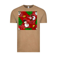Vintage Coffee christmas snowman and trees seamless pattern Vintage Tee - BundleAndBundleShop