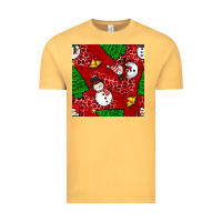 Vintage Mustard christmas snowman and trees seamless pattern Vintage Tee - BundleAndBundleShop