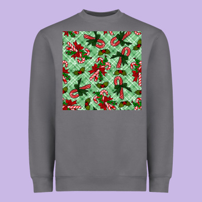 Christmas Candy Cane Seamless Pattern Heavyweight Sweatshirt Designed By Bundleandbundleshop