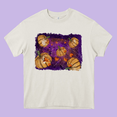 Heavy Core Tee Halloween Pumpkin Cobweb Background
