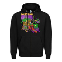 Black mardi gras louisiana map Zipper Hoodie - MaliasSmallBusiness