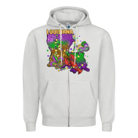Dove Grey mardi gras louisiana map Zipper Hoodie - MaliasSmallBusiness
