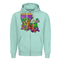 Seafoam mardi gras louisiana map Zipper Hoodie - MaliasSmallBusiness