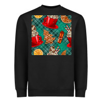 Black christmas hot chocolate and cookie seamless pattern Heavyweight Sweatshirt - BundleAndBundleShop