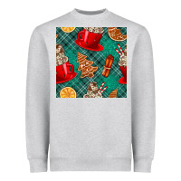 Heather Grey christmas hot chocolate and cookie seamless pattern Heavyweight Sweatshirt - BundleAndBundleShop