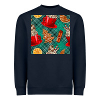 Navy christmas hot chocolate and cookie seamless pattern Heavyweight Sweatshirt - BundleAndBundleShop