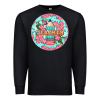 Teacher Floral Pencil Round Earring Premium Sweatshirt | Teevron