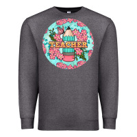 Charcoal Heather teacher floral pencil round earring Premium Sweatshirt - BundleAndBundleShop